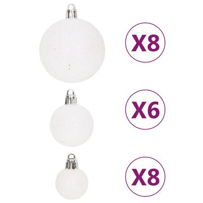 vidaXL 108 Piece Christmas Bauble Set White and Pink