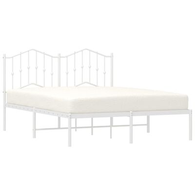 vidaXL Metal Bed Frame without Mattress with Headboard White 150x200 cm King Size