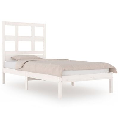 vidaXL Bed Frame without Mattress White 90x190 cm Single Solid Wood Pine