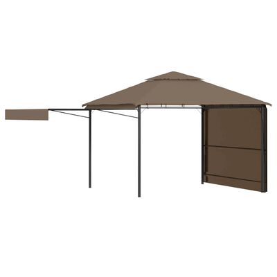 vidaXL Gazebo with Double Extending Roofs 3x3x2.75 m Taupe 180g/m²