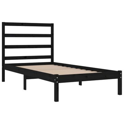 vidaXL Bed Frame without Mattress Black 90x190 cm Single Solid Wood