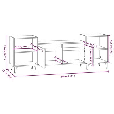 vidaXL TV Cabinet Sonoma Oak 160x35x55 cm Engineered Wood