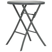 vidaXL Folding Bistro Table Grey 60x70 cm Glass and Steel