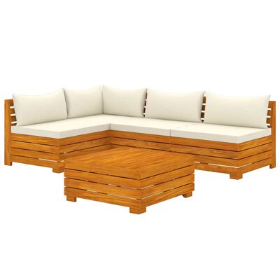 vidaXL 5 Piece Garden Lounge Set with Cushions Solid Wood Acacia