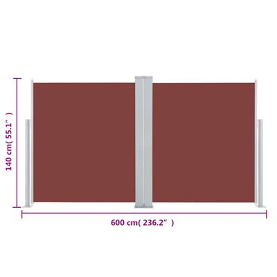 vidaXL Retractable Side Awning Brown 140x600 cm