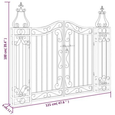 vidaXL Garden Gate Black 121x8x100 cm Wrought Iron