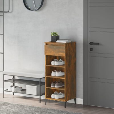 vidaXL Shoe Rack Smoked Oak 40x36x105 cm Engineered Wood