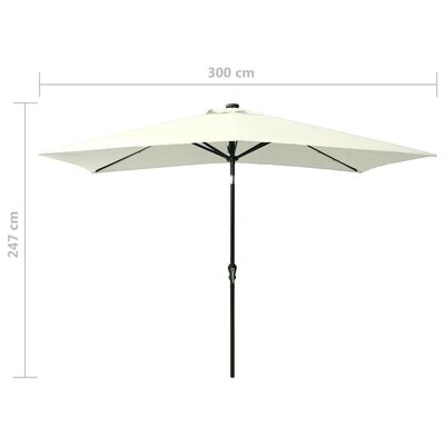 vidaXL Garden Parasol with LEDs and Steel Pole Sand 2x3 m