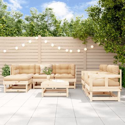 vidaXL 7 Piece Garden Lounge Set with Cushions Solid Wood