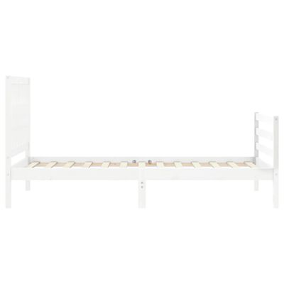 vidaXL Bed Frame without Mattress White Single Solid Wood