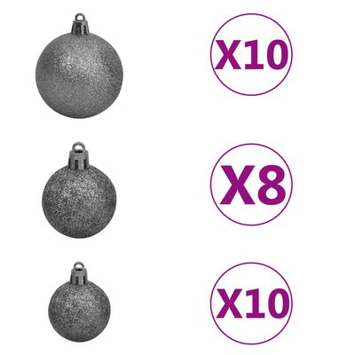 vidaXL Artificial Hinged Christmas Tree 300 LEDs & Ball Set 210 cm