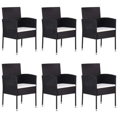 vidaXL 7 Piece Garden Dining Set Poly Rattan Black