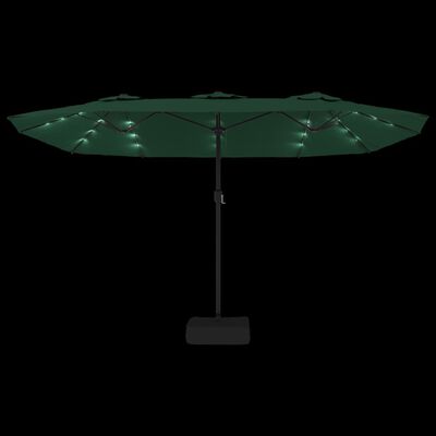 vidaXL Double-Head Garden Parasol with LEDs Green 449x245 cm