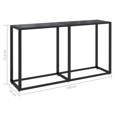 vidaXL Console Table Black 140x35x75.5cm Tempered Glass