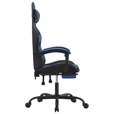 vidaXL Swivel Gaming Chair with Footrest Black&Blue Faux Leather