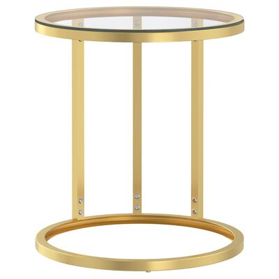 vidaXL Side Table Gold and Transparent 45 cm Tempered Glass