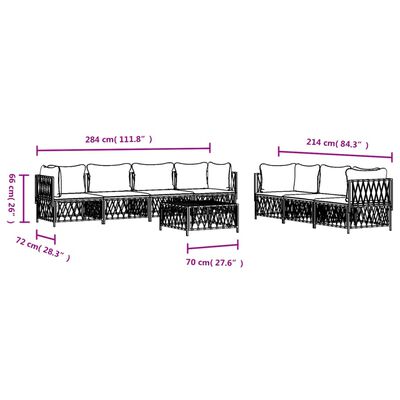 vidaXL 8 Piece Garden Lounge Set with Cushions White Steel