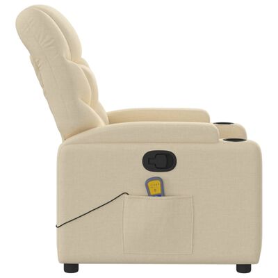 vidaXL Massage Recliner Chair Cream Fabric