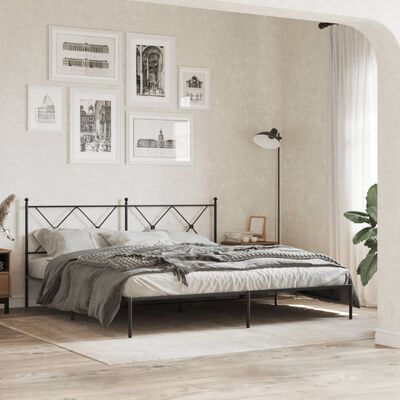 vidaXL Metal Bed Frame without Mattress with Headboard Black 180x200cm