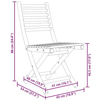 vidaXL Folding Garden Chairs 8 pcs 43x54x88 cm Bamboo