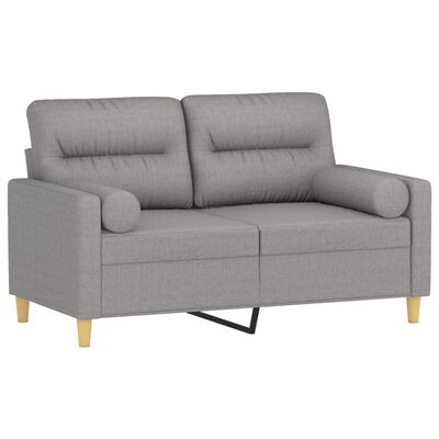 vidaXL 2-Seater Sofa with Pillows&Cushions Light Grey 120 cm Fabric