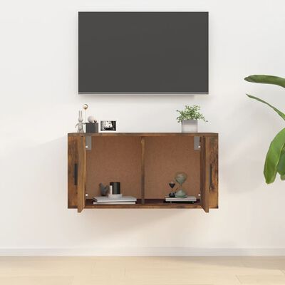 vidaXL Wall Mounted TV Cabinet Smoked Oak 80x34.5x40 cm