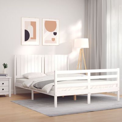 vidaXL Bed Frame without Mattress White King Size Solid Wood