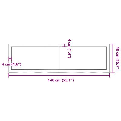 vidaXL Wall Shelf Light Brown 140x40x(2-4) cm Treated Solid Wood Oak