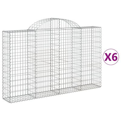 vidaXL Arched Gabion Baskets 6 pcs 200x30x120/140 cm Galvanised Iron