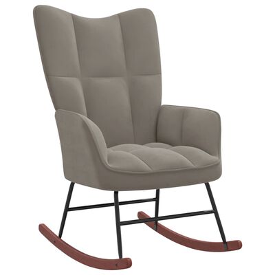 vidaXL Rocking Chair with a Stool Light Grey Velvet