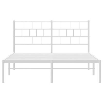 vidaXL Metal Bed Frame without Mattress with Headboard White 135x190 cm Double