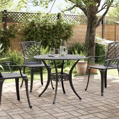 vidaXL Garden Table Black Ø90x75 cm Cast Aluminium