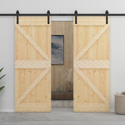 vidaXL Sliding Door with Hardware Set 80x210 cm Solid Pine Wood