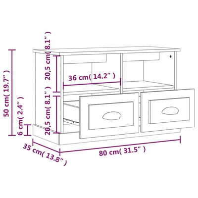 vidaXL TV Cabinet Concrete Grey 80x35x50 cm Engineered Wood