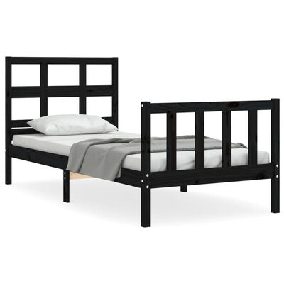 vidaXL Bed Frame without Mattress Black Single Solid Wood Pine