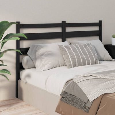 vidaXL Bed Headboard Black 156x4x100 cm Solid Wood Pine