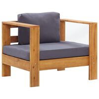 vidaXL Garden Sofa Chair with Cushion Dark Grey Solid Acacia Wood