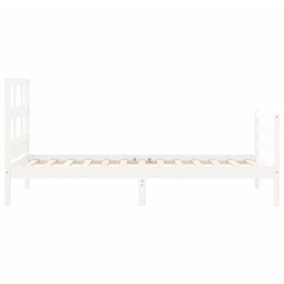 vidaXL Bed Frame without Mattress White Single Solid Wood