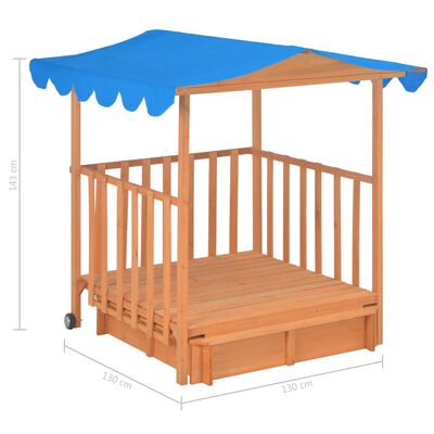 vidaXL Kids Playhouse with Sandbox Fir Wood Blue UV50