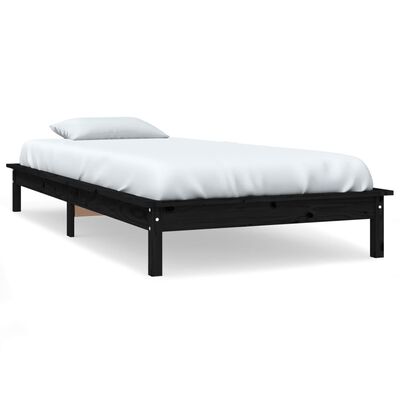 vidaXL Bed Frame without Mattress Black Single Solid Wood