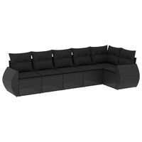 vidaXL 6 Piece Garden Sofa Set with Cushions Black Poly Rattan