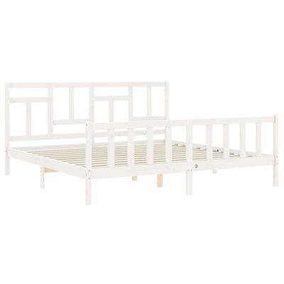 vidaXL Bed Frame without Mattress White Super King Size Solid Wood Pine