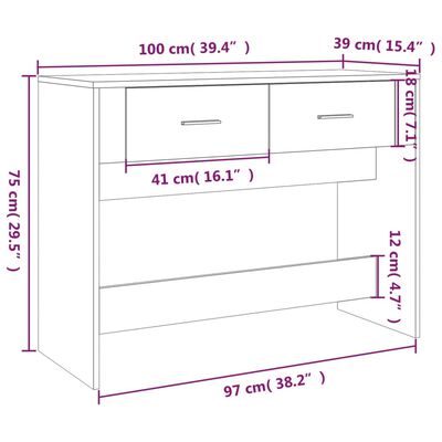 vidaXL Console Table White 100x39x75 cm Engineered Wood