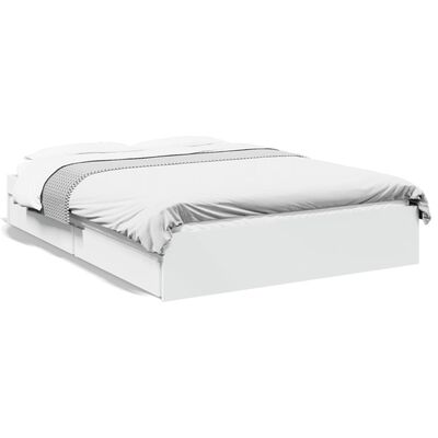 vidaXL Bed Frame with Drawers without Mattress White 135x190 cm Double