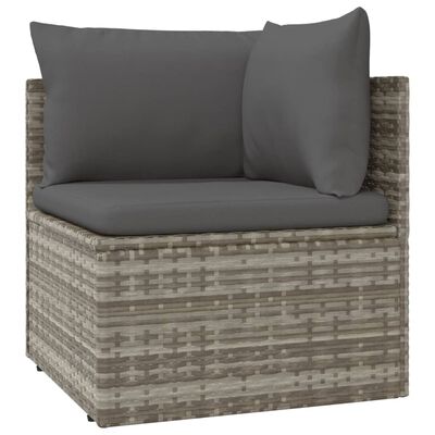 vidaXL 7 Piece Garden Lounge Set with Cushions Grey Poly Rattan