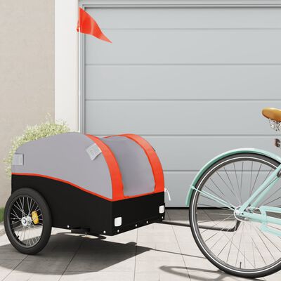 vidaXL Bike Trailer Black and Orange 45 kg Iron