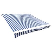 vidaXL Awning Top Sunshade Canvas Blue & White 3 x 2.5 m (Frame Not Included)