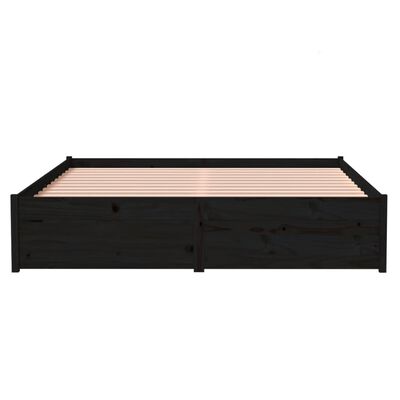 vidaXL Bed Frame without Mattress Black Solid Wood 135x190 cm Double