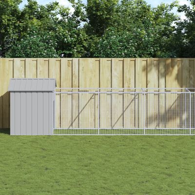 vidaXL Dog House with Roof Light Grey 117x609x123 cm Galvanised Steel