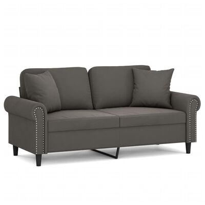 vidaXL 2-Seater Sofa with Pillows&Cushions Dark Grey 140 cm Velvet